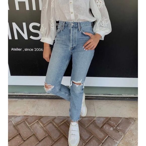 AGOLDE Riley High Rise Straight Crop in Escalate - Picture 3 of 4